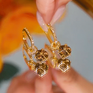 美拉德風鑽球鋯石耳環  