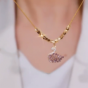 紫色鋯石優雅天鵝鎖骨錬