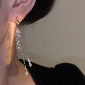 銀色麥穗長款流蘇耳環