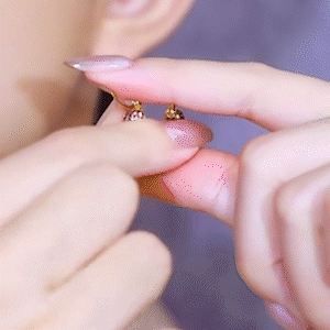 復古紫色鑲鑽C型耳環