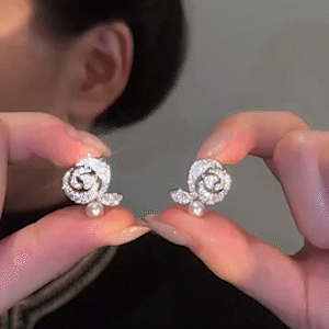 玫瑰花珍珠mini耳環