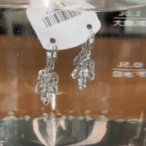 銀色鋯石麥穗耳扣耳環