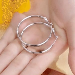 個性素圈銀針氣質耳環