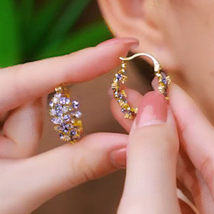 紫色繁星點點圈圈耳環