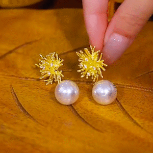 太陽花時尚珍珠耳環