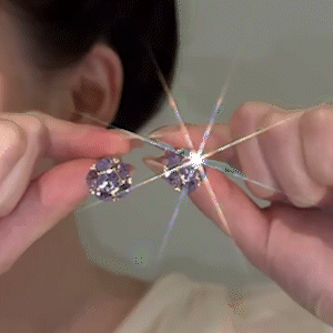 紫羅蘭水晶鑽球耳環