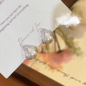 銀色幾何甜美珍珠耳環