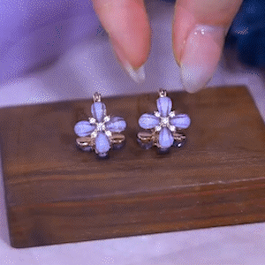 超仙紫色小花耳環