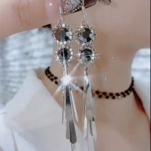 超閃鋯石亮片流蘇耳環
