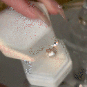 藍色水晶珍珠流蘇耳環