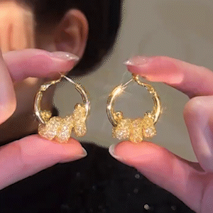 法式設計感鏤空網紗耳扣