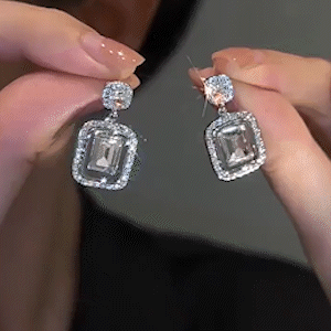 大方塊銀色氣質耳環