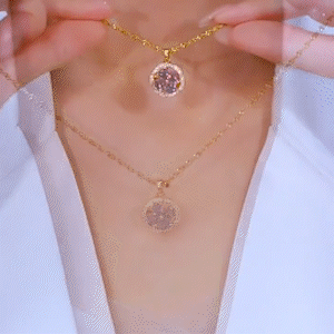 紫色水晶鋯石圈圈項錬