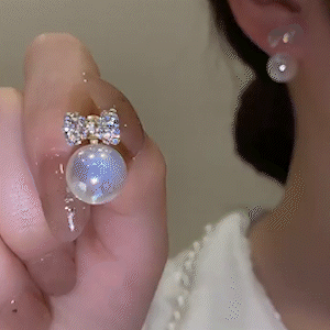 蝴蝶結人魚姬珍珠耳環