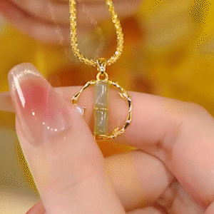 碎銀子竹節玉石項錬