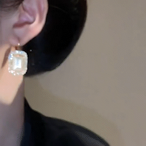 方塊鋯石高級感耳環