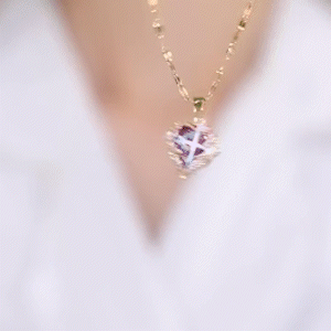 天使翅膀紫水晶愛心吊墜