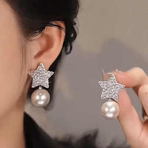滿鑽五角星優雅時尚耳環