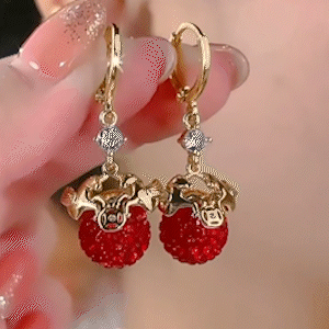 新款紅色鑽球馬上有錢耳環