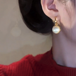 雙顆滿鑽珍珠耳環  