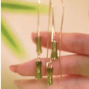 橄欖綠富貴竹節流蘇耳環