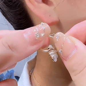 貓眼石花朵耳環