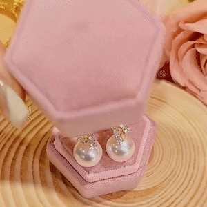 高級感閃鑽珍珠耳環