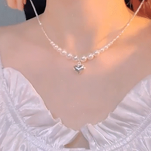 碎銀子愛心珍珠項錬