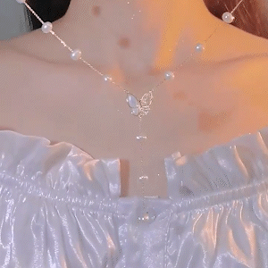 超仙蝴蝶珍珠流蘇項錬  