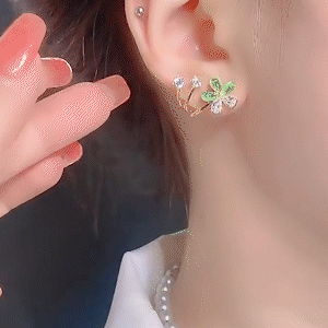精致貓眼石花朵鋯石耳環