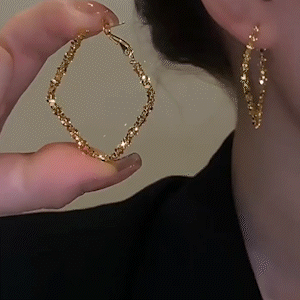 金色菱形大圈耳環