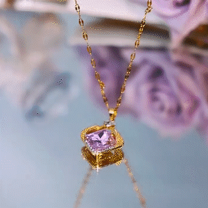 紫色方糖水晶氣質項錬