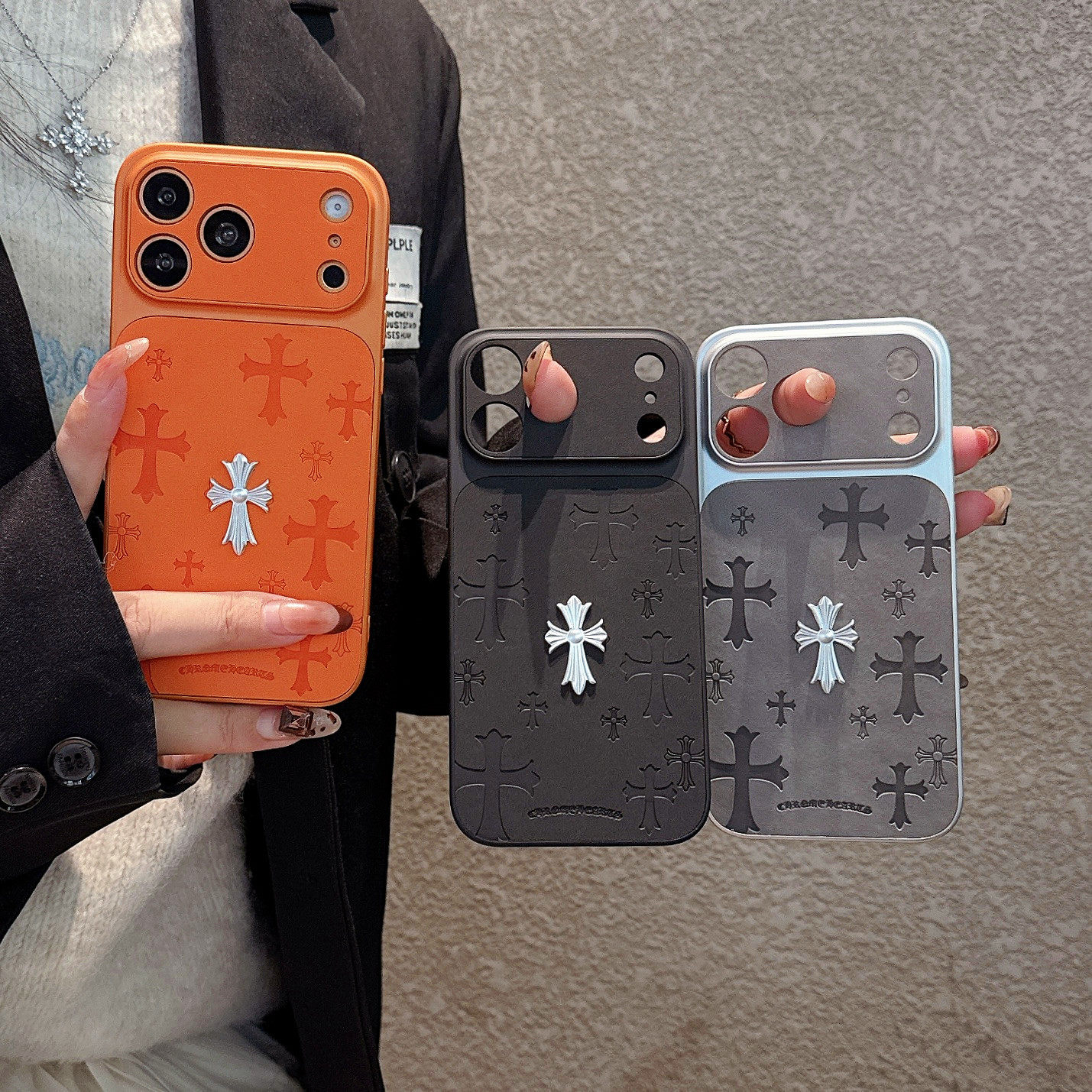 金屬立標克羅心iphone蘋果保護殼