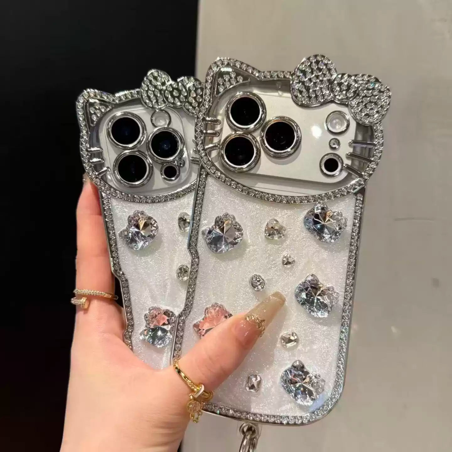 全包閃鑽立體貓咪手機保護殼