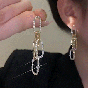 金屬錬條長款流蘇耳環