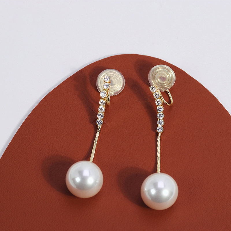 珍珠流蘇 • 夾式耳環