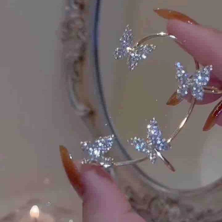 仙氣蝴蝶 鋯石無耳洞耳掛