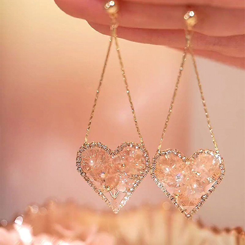 925銀愛心水晶耳環  