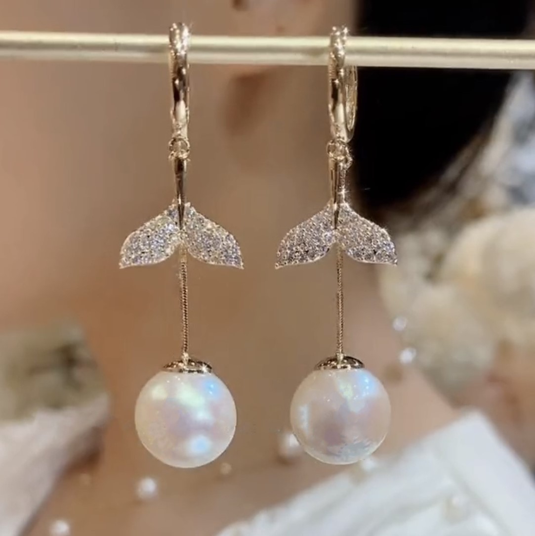 耳環 earrings山茶花系列珍珠水鑽純銀針式耳環項錬手錬 珠寶 山茶花珍珠系列飾品