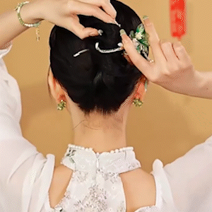 復古綠氣質花朵時尚一字夾髮夾