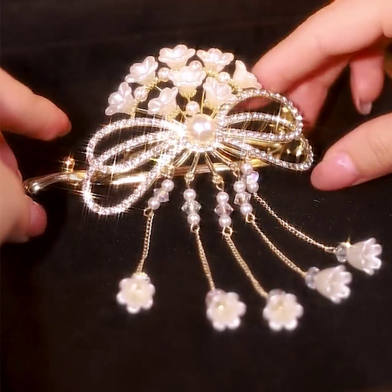 鈴蘭花珍珠流蘇髮夾hair accessories供超齊全的髮飾類型選擇髮箍髮夾髮飾