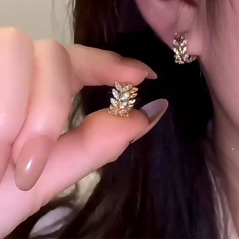 麥穗圈圈金色耳環