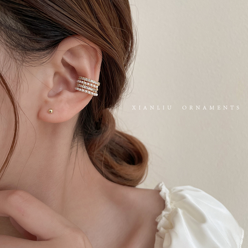 耳環 earrings 珍珠愛心鑲鑽耳環【一款兩戴】