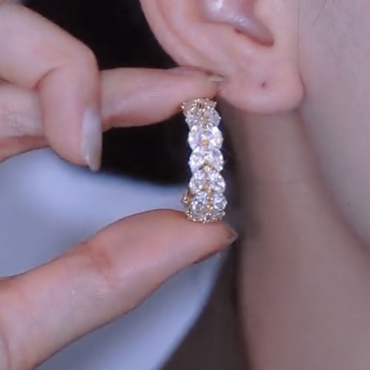 气质设计锆石麦穗耳环耳扣