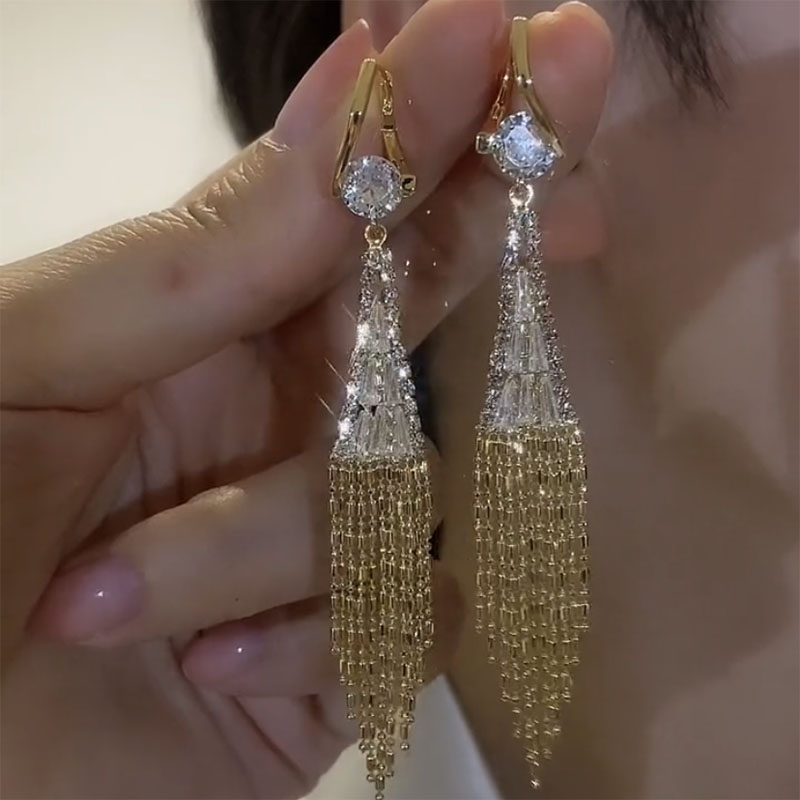 克拉之戀金色流蘇耳環