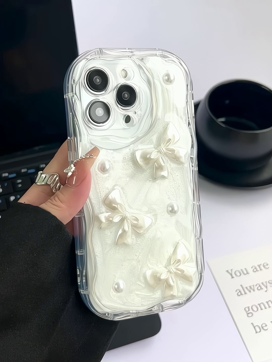 滴膠愛心蝴蝶結iPhone手機殼