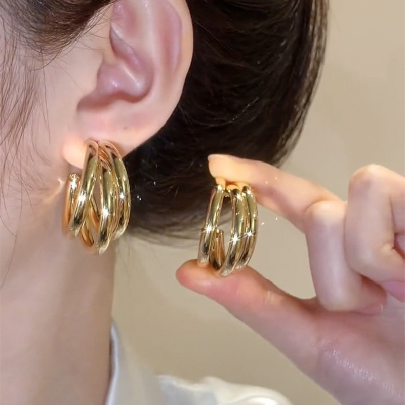 金色素圈輕奢耳環