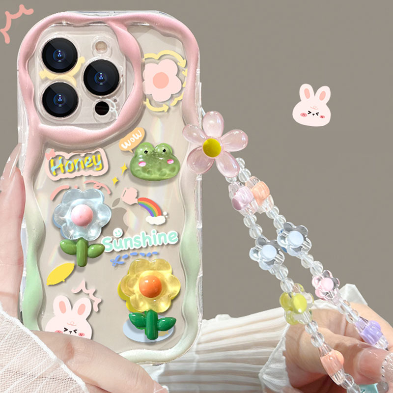粉色塗鴉熊 透明鏡頭框保護殼