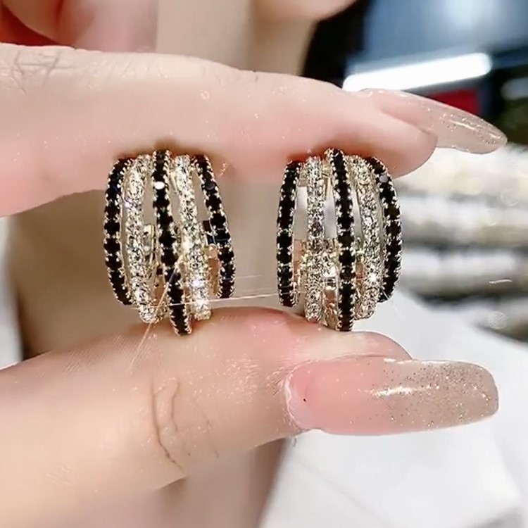 精緻時尚超閃多層耳環