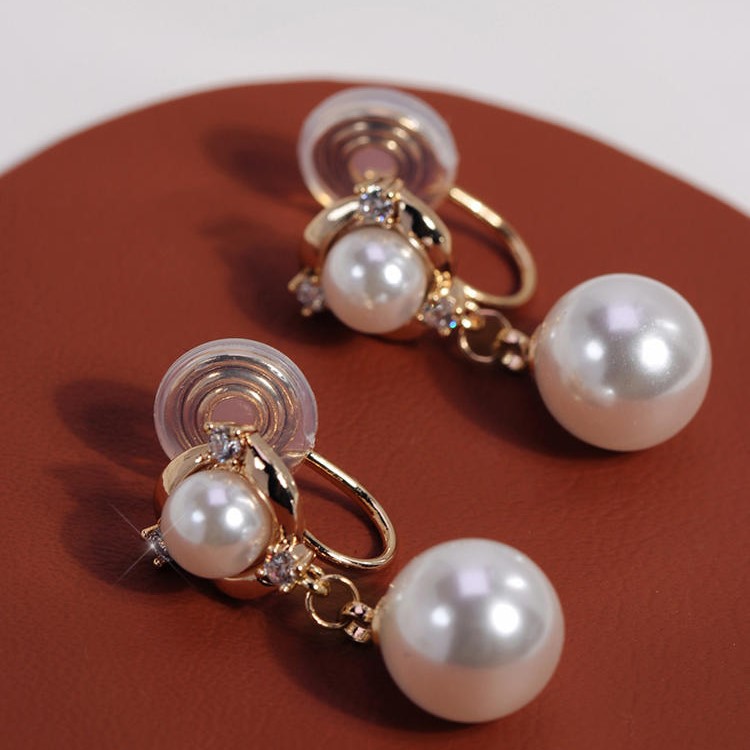 優雅珍珠無耳洞蚊香盤耳環